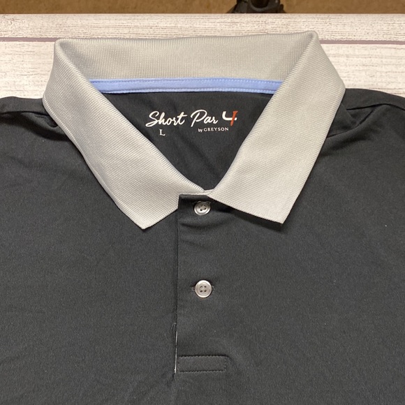Short Par 4 By Greyson Golf Polo Black Short Sleeve Shirt - Size: L - Picture 2 of 8